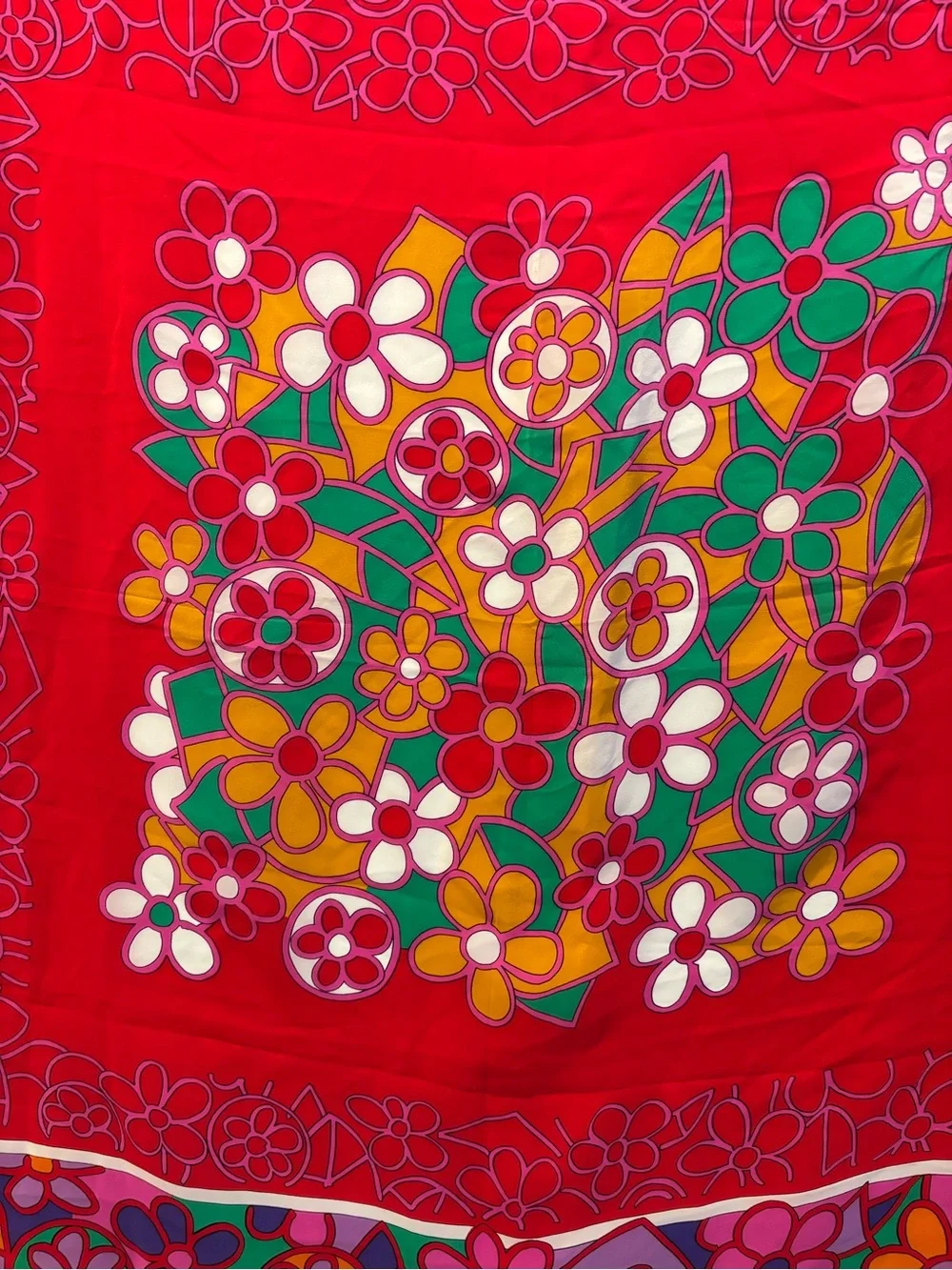 Marja Kurki Design Bright Floral Red Silk Scarf